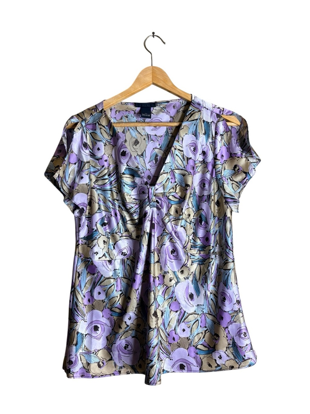 Lane Bryant Size 20 Purple Floral Faux Wrap Blouse Plus Size